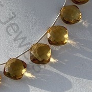 Cognac Quartz Gemstone Cushion Beads