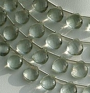 Green Amethyst Gemstone Heart Briolette