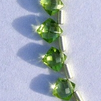 Peridot Gemstone Beads  Puffed Diamond Cut