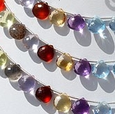 Semi Precious Multi  Heart Briolette