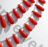 Coral  Tear Drops Briolettes