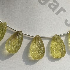 Lemon Quartz Carved Flat Pear