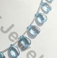 Blue Topaz Gemstone  Flat Pear Briolette