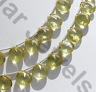 Lemon Quartz  Concave Cut Faceted Heart