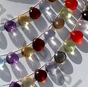 Semi Precious Multi  Heart Briolette