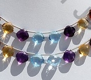 Semi Precious Multi  Puffed Diamond Cut