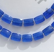 Navy Blue Chalcedony Faceted Rectangle