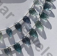 Fluorite Gemstone Beads  Carved Leaf