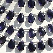 Iolite Gemstone Beads  Flat Pear Briolette