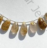Golden Rutilated Quartz Flat Pear Plain
