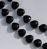 8 inch strand Black Tourmaline Heart Briolette