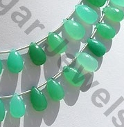 Chrysoprase Gemstone  Flat Pear Briolette