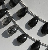 Black Rutilated Quartz  Flat Pear Briolette
