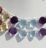 Semi Precious Multi Twisted Heart Briolette
