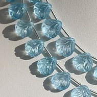 Blue Topaz Carved Heart Beads