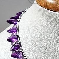 Amethyst Gemstone Twisted Flat Pear