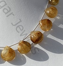 Golden Rutilated Quartz  Heart Briolette