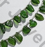 Chrome Diopside Carved Leaf Beads