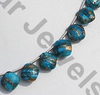 Turquoise Gemstone Puffed Diamond Cut