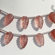 Strawberry Quartz Carved Leaf
