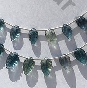 Fluorite Gemstone Beads  Carved Leaf