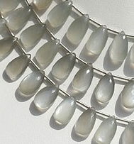 Grey Moonstone  Flat Pear Briolette