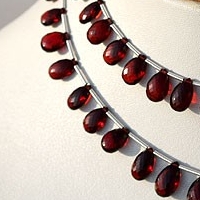 8 inch strand Garnet Gemstone  Flat Pear Briolette