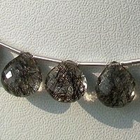Black Rutilated Quartz  Heart Briolette