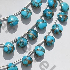 Copper Turquoise Heart Briolette