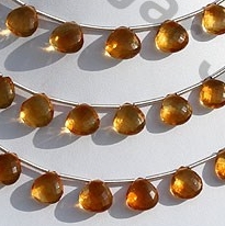 Citrine Gemstone  Heart Briolette