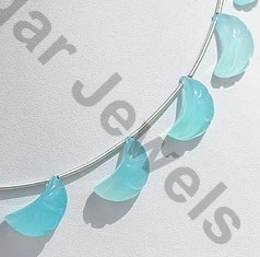 Sea Blue Chalcedony Half Moon Cut