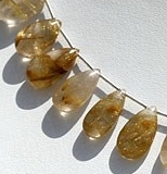 Golden Rutilated Quartz Flat Pear Plain