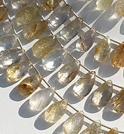 Golden Rutilated Quartz  Flat Pear Briolette