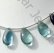 Fluorite Gemstone Beads  Flat Pear Briolette