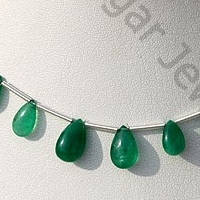 Emerald Gemstone Beads  Flat Pear Plain