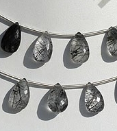 Black Rutilated Quartz  Flat Pear Briolette
