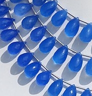Navy Blue Chalcedony Tear Drop Briolette