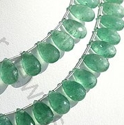 Green Strawberry Quartz Flat Pear Briolette