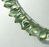 Green Amethyst Gemstone Twisted Tear drops beads