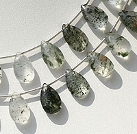 Green Moss Quartz Flat Pear Briolette