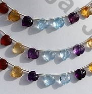 Semi Precious stone chubby heart briolette