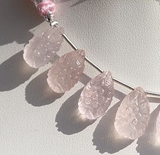 Rose Quartz Carved Flat Pear