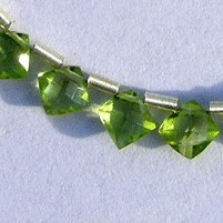 Peridot Gemstone Beads  Puffed Diamond Cut