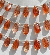 Sunstone Gemstone Flat Pear Briolette