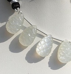 White Moonstone Carved Flat Pear