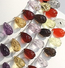 Semi Precious Multi Carved Drops