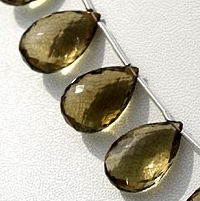 Olive Quartz  Flat Pear Briolette