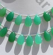 Chrysoprase Gemstone  Flat Pear Briolette
