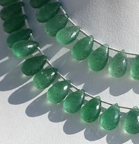 Green Strawberry Quartz Flat Pear Briolette