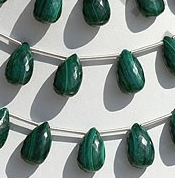Malachite Gemstone Flat Pear Briolette